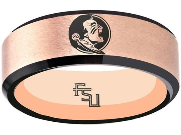 Florida State Seminoles Ring FSU Logo Ring Wedding Band matte Rose Gold #fsu #ncaa