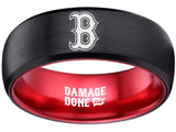 Boston Red Sox Ring Black & Red Wedding Ring Damage Done Sizes 6 - 13