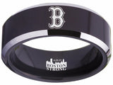 Boston Red Sox Ring Red Sox Wedding Ring Black & Silver Size 4 - 17 #redsox