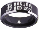 Boston Red Sox Ring Red Sox Wedding Ring Black & Silver Size 4 - 17 #boston #redsox