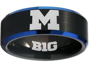 Michigan Ring | Black & Blue Wedding Band | Sizes 6-13 #wolverines