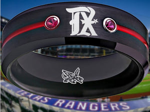 Texas Rangers City Connect Ring Black and Red CZ Wedding Band Style | Sizes 6-13 #texasrangers