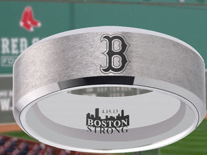 Boston Red Sox Ring Silver Wedding Ring Sizes 6 - 13 #redsox