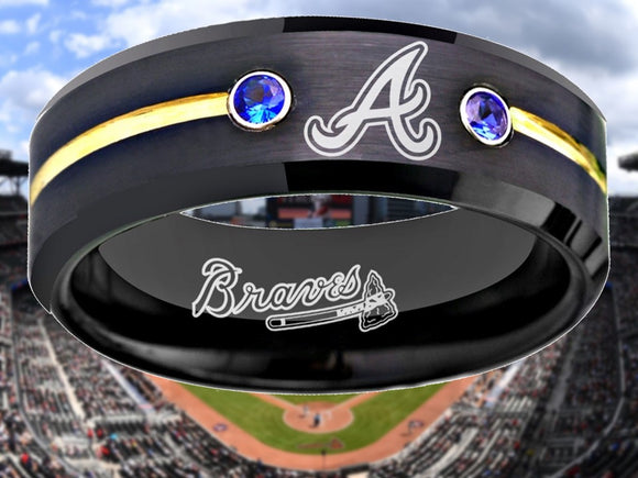 Atlanta Braves Ring Black & Blue CZ Tungsten Wedding Ring Sizes 6 - 13 #atlanta #braves