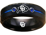 Colorado Buffaloes Ring Black & Blue CZ Wedding Band | Sizes 6-13 #buffs #ncaa