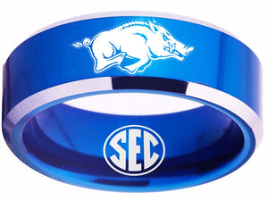 Arkansas Razorbacks Ring Blue Ring Tungsten Ring #arkansas #razorbacks