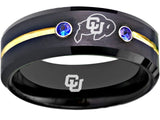 Colorado Buffaloes Ring Black & Blue CZ Wedding Band | Sizes 6-13 #buffs #ncaa