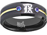 Texas Rangers Ring City Connect Black Gold Blue CZ Wedding Band Style | Sizes 6-13 #texasrangers #mlb