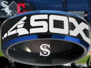 Chicago White Sox Ring Black & Blue Wedding Ring Sizes 6 - 13 #whitesox #mlb