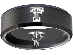 Texas Tech Red Raiders Logo Ring Matte Black Band #texastech #redraiders