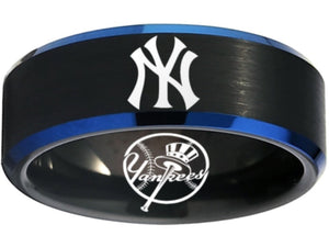 New York Yankees Ring | Black & Blue Wedding Ring | Sizes 6-13