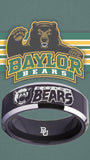 Baylor Bears Ring Black & Silver Wedding Band | Sizes 4-17 #bu #baylor #bears