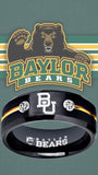 Baylor Bears Ring Black & Gold CZ Wedding Band | Sizes 6-13 #bu #baylor #bears