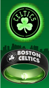 Boston Celtics Ring Clover Black & Green Wedding Ring Sizes 6-13 #celtics #nba