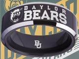 Baylor Bears Ring Black & Silver Wedding Band | Sizes 4-17 #bu #baylor #bears