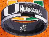 Miami Hurricanes Ring Black & Silver Wedding Band | Sizes 4-17 #U #miami #hurricanes