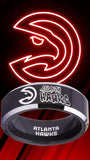 Atlanta Hawks Ring Black & Silver Graffitti Wedding Ring Sizes 4-17 #atlanta #hawks