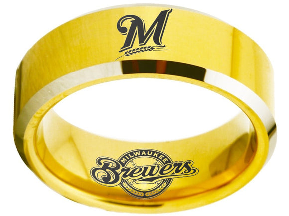 Milwaukee Brewers Ring Gold Ring 8mm Tungsten Ring #mlb #brewers