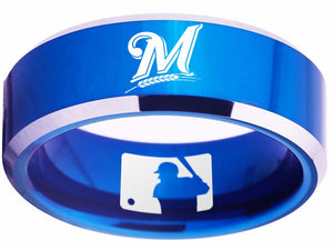 Milwaukee Brewers Ring blue ring 8mm Tungsten Ring #mlb #brewers