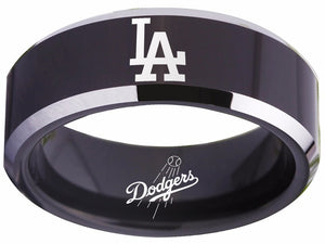 LA Dodgers Ring | Black & Silver Wedding Band | Sizes 4-17 #dodgers