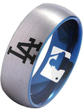 LA Dodgers Ring Silver and Blue Ring 8mm Tungsten Ring #mlb #dodgers