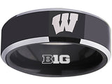 Wisconsin Badgers Ring Black Ring Tungsten NCAA #badgers