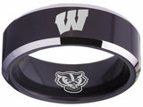 Wisconsin Badgers Ring Black Ring Tungsten NCAA #badgers