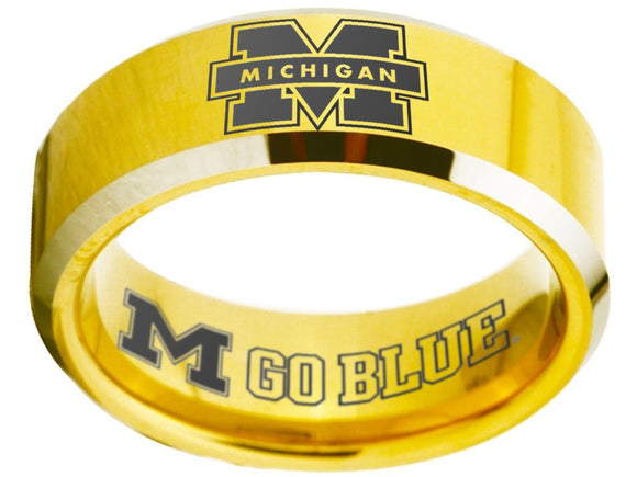 Michigan Ring | Gold & Silver Wedding Band | Sizes 4-17 #wolverines