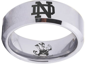 Notre Dame Ring Wedding Ring 8mm Silver Tungsten Wedding Band Sz 4 - 17