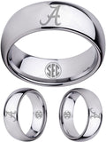 Alabama Crimson Tide Ring Wedding Band Silver Tungsten Wedding Ring Sz 5 - 16