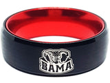 Alabama Crimson Tide Ring Alabama Ring Roll Tide Ring Black & Red Tungsten